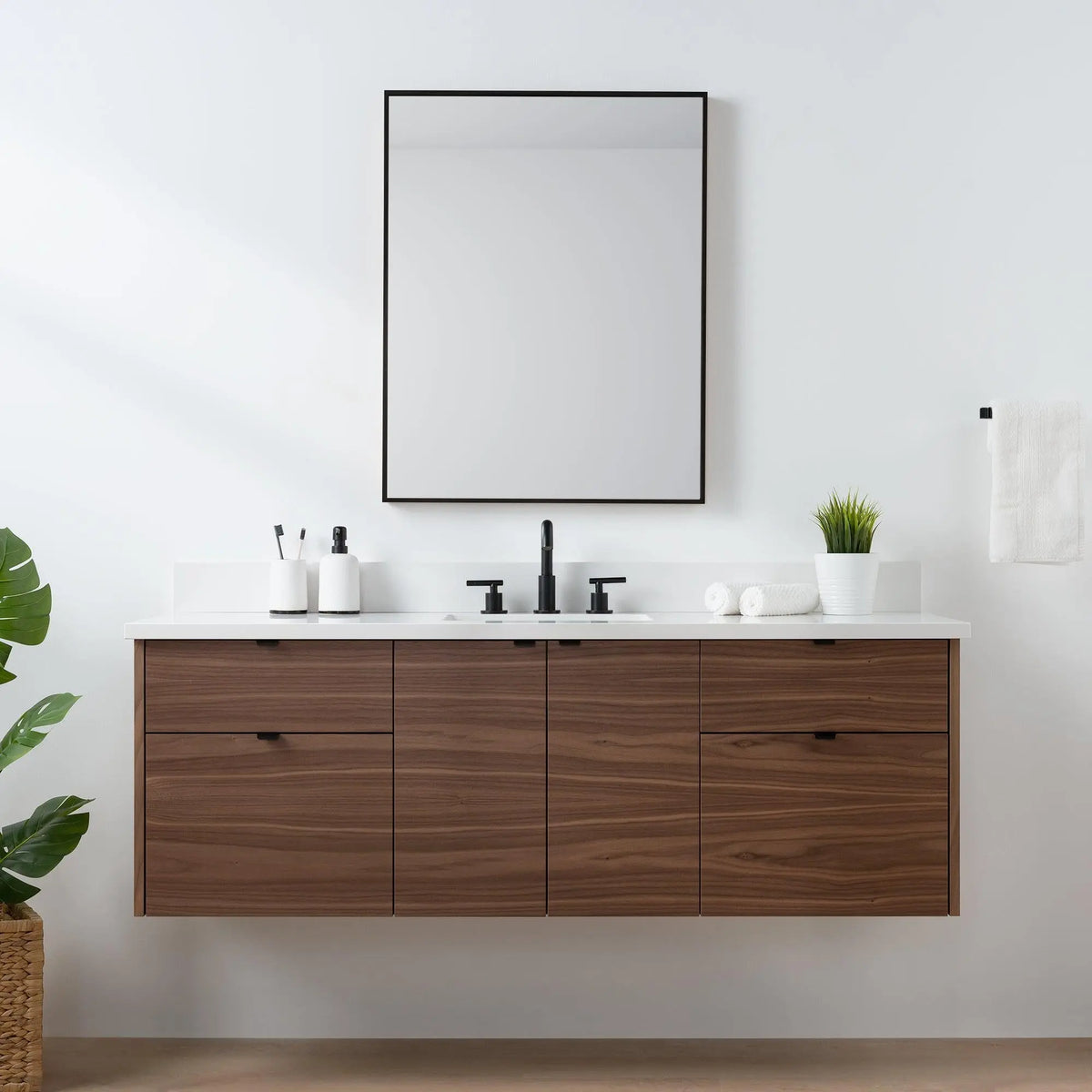 Walnut Rounded Vanity Austin SLIM 60