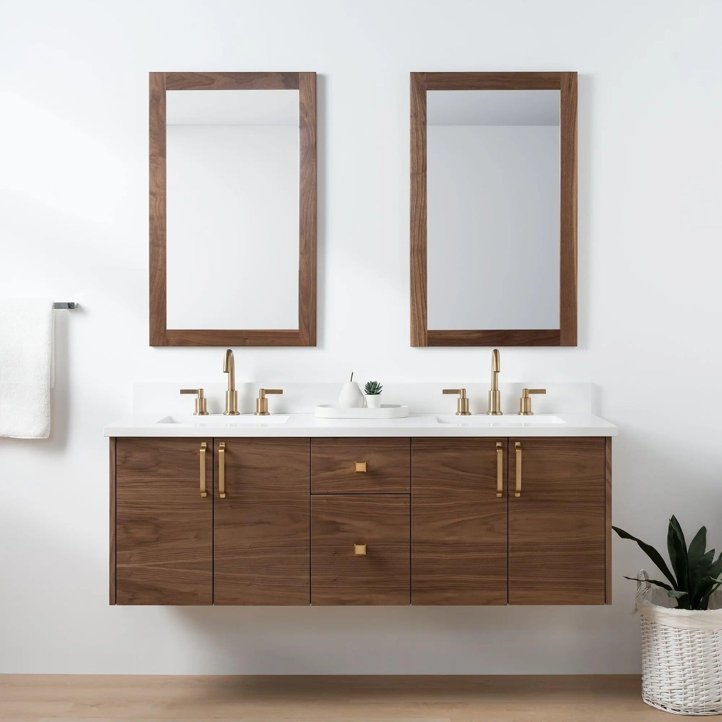 Austin SLIM, 60" Teodor® Modern Wall Mount American Black Walnut Vanity, Double Sink Teodor Bathroom VanityCanada