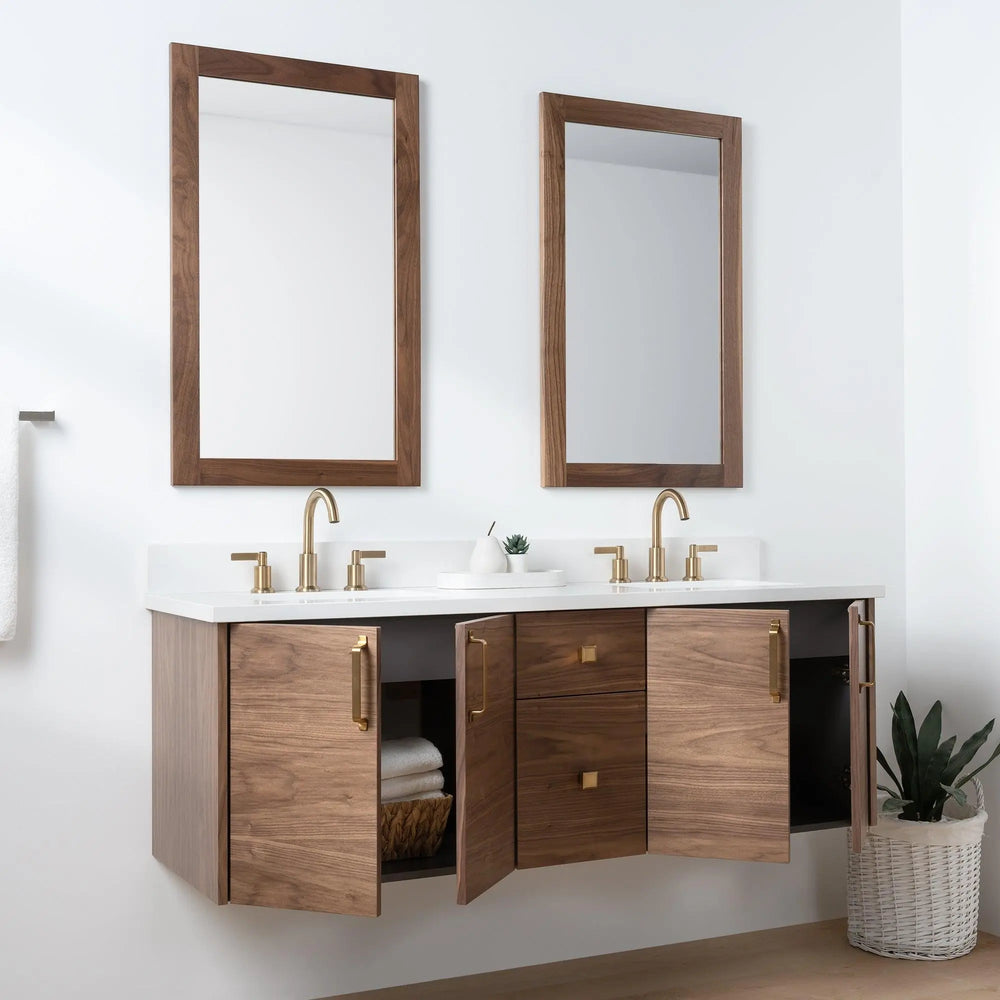 
                  
                    Austin SLIM, 60" Teodor® Modern Wall Mount American Black Walnut Vanity, Double Sink Teodor Bathroom VanityCanada
                  
                