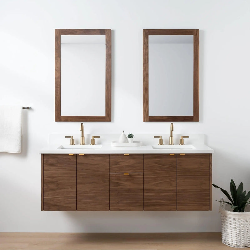 Austin SLIM, 60" Teodor® Modern Wall Mount American Black Walnut Vanity, Double Sink Teodor Bathroom VanityCanada