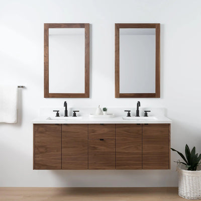Austin SLIM, 60" Teodor® Modern Wall Mount American Black Walnut Vanity, Double Sink Teodor Bathroom VanityCanada
