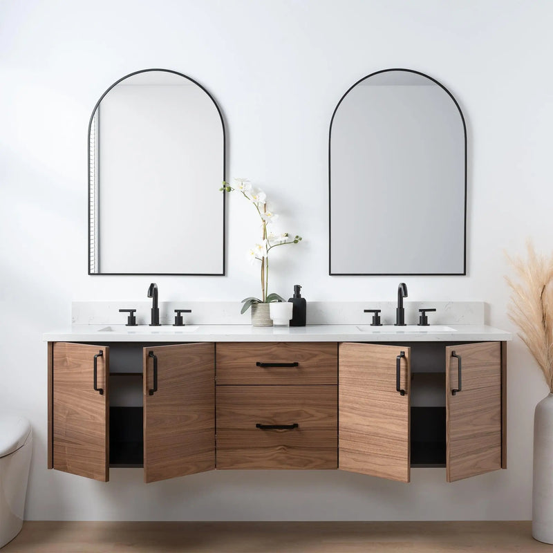 Austin SLIM, 72" Teodor® Modern Wall Mount American Black Walnut Vanity, Double Sink Teodor Bathroom VanityCanada