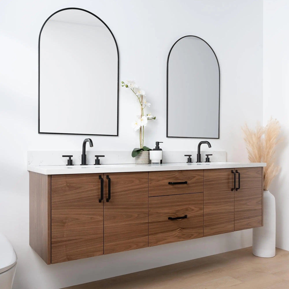 
                  
                    Austin SLIM 72" Wall Mount American Black Walnut Bathroom Vanity, Double Sink - Teodor Vanities
                  
                
