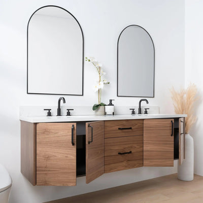 Austin SLIM, 72" Teodor® Modern Wall Mount American Black Walnut Vanity, Double Sink Teodor Bathroom VanityCanada