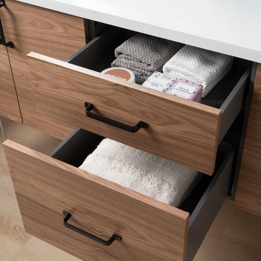 
                  
                    Austin SLIM 72" Wall Mount American Black Walnut Bathroom Vanity, Double Sink - Teodor Vanities
                  
                