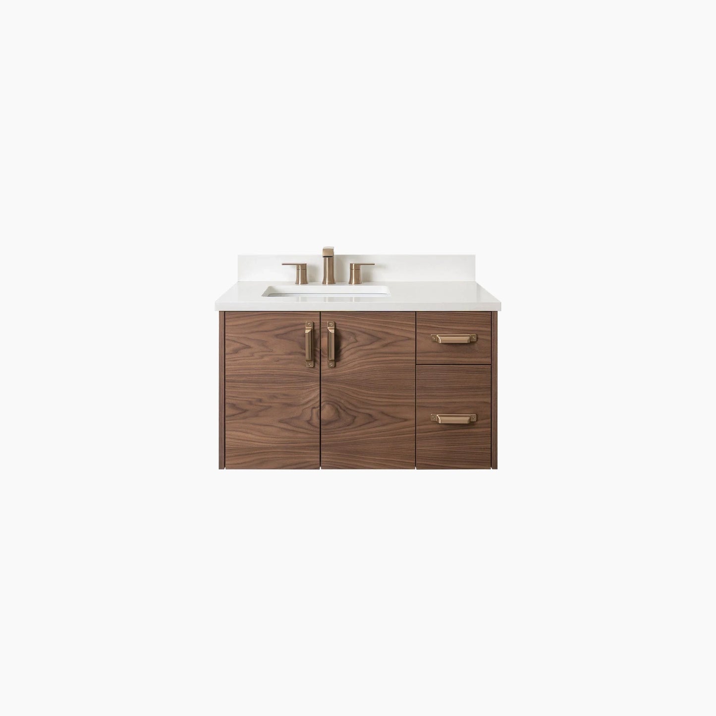 Austin Stainless SLIM 36" Wall Mount American Black Walnut Bathroom Vanity, Left Sink Teodor Bathroom Vanity Canada