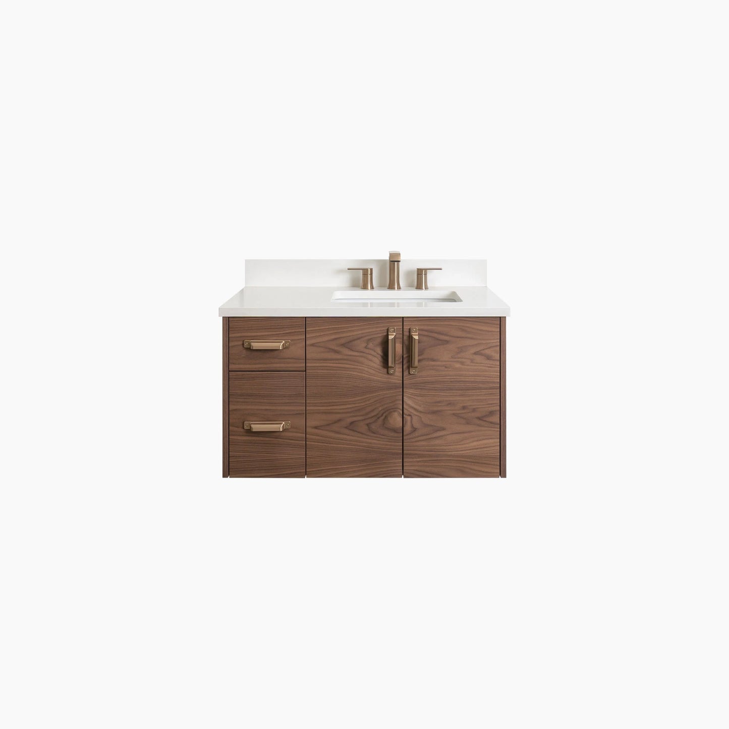 Austin Stainless SLIM 36" Wall Mount American Black Walnut Bathroom Vanity, Right Sink Teodor Bathroom Vanity Canada