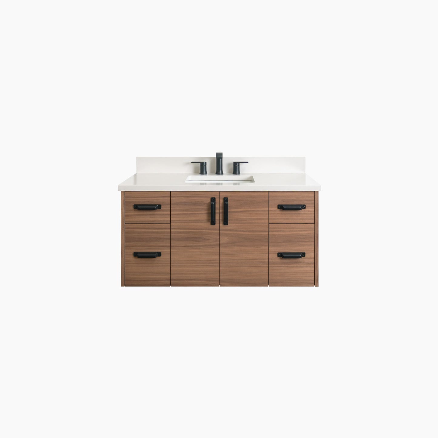 Austin Stainless SLIM 42" Wall Mount American Black Walnut Bathroom Vanity