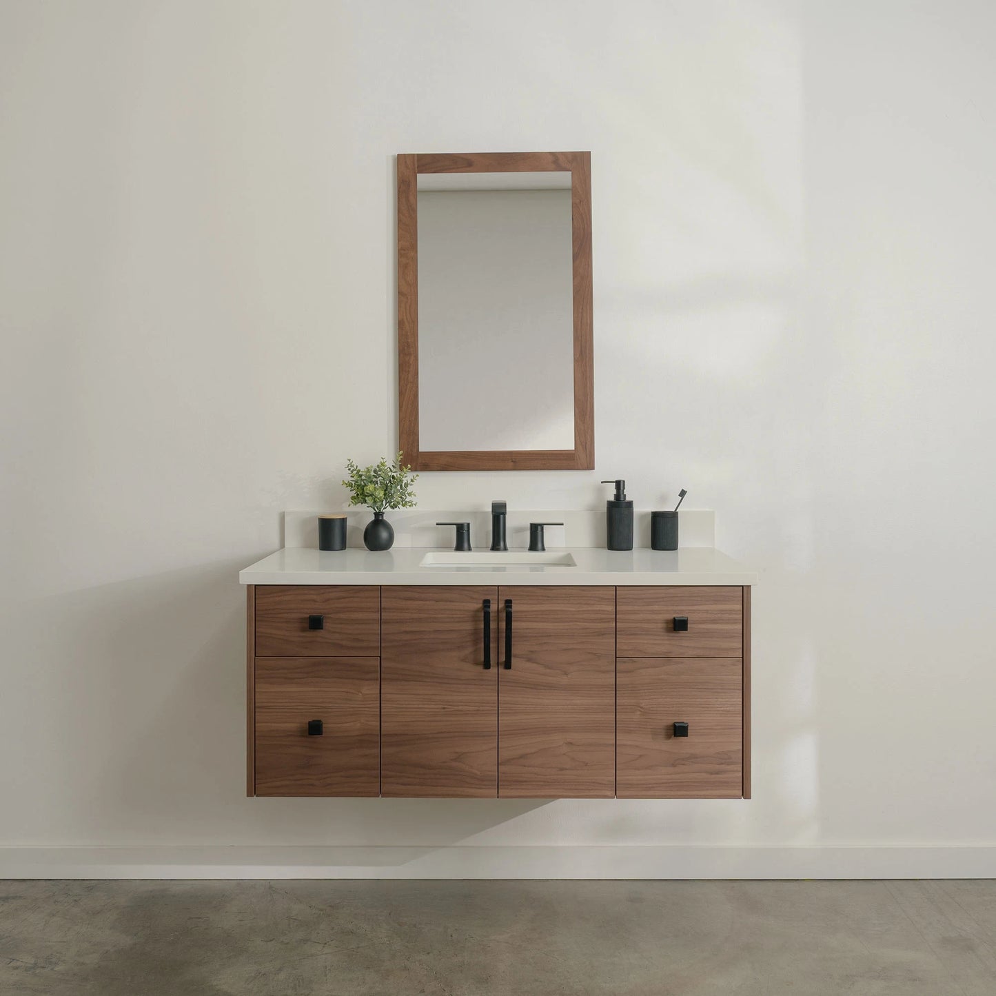 Austin Stainless SLIM 48" Wall Mount American Black Walnut Bathroom Vanity Teodor Bathroom Vanity Canada