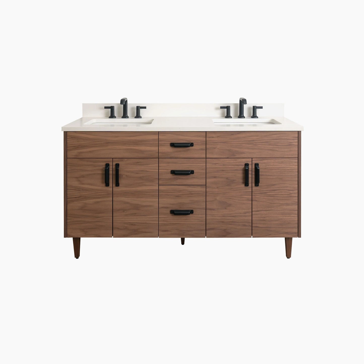 Austin Stainless SLIM 60" American Black Walnut Bathroom Vanity, Double Sink Teodor Bathroom Vanity Canada