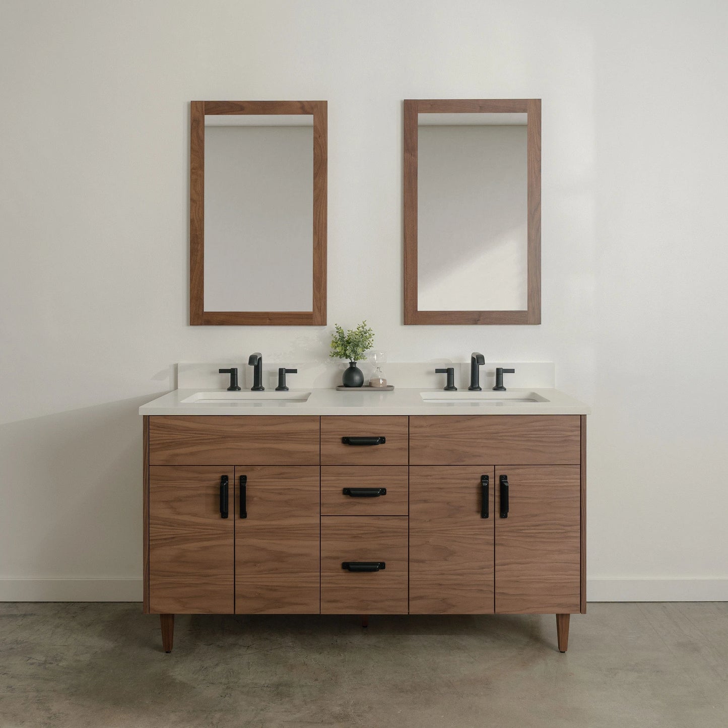 Austin Stainless SLIM 60" American Black Walnut Bathroom Vanity, Double Sink Teodor Bathroom Vanity Canada