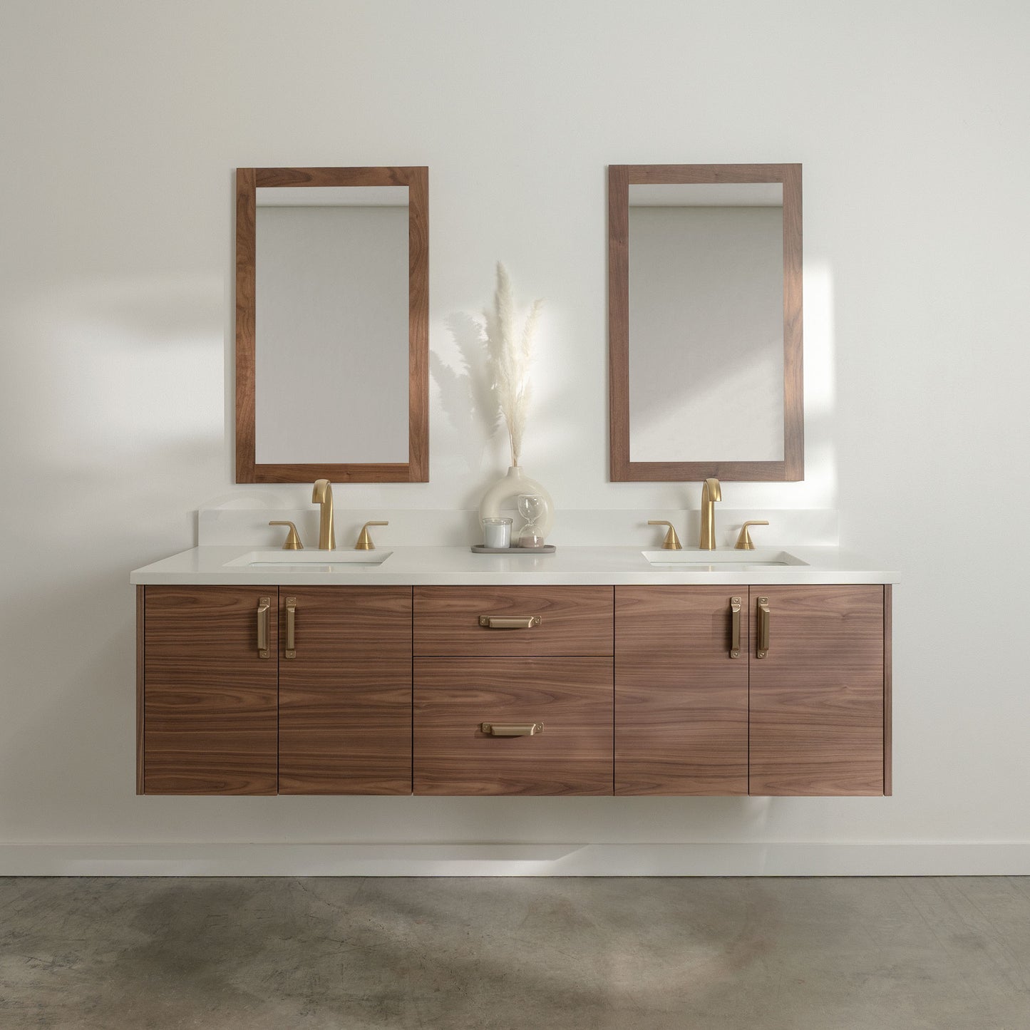 Austin Stainless SLIM 72" Wall Mount American Black Walnut Bathroom Vanity, Double Sink Teodor Bathroom Vanity Canada