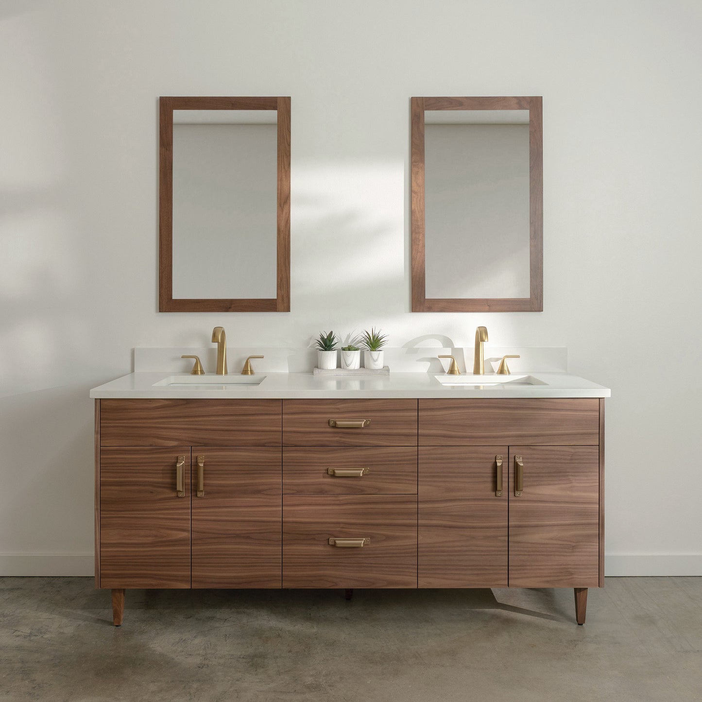 Austin Stainless 72" American Black Walnut Bathroom Vanity, Double Sink