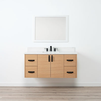 Ashbury 48" Wall Mount Natural White Oak Bathroom Vanity