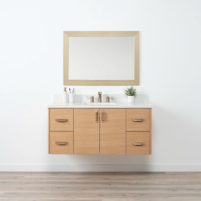 Ashbury 48" Wall Mount Natural White Oak Bathroom Vanity