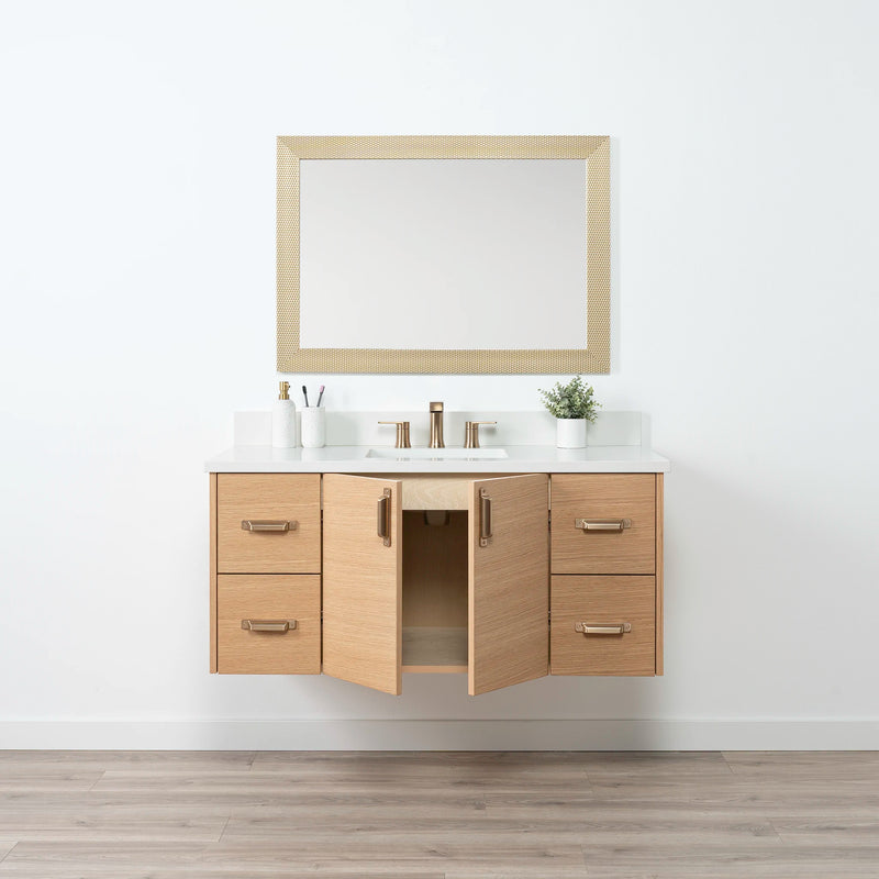 Ashbury 48" Wall Mount Natural White Oak Bathroom Vanity