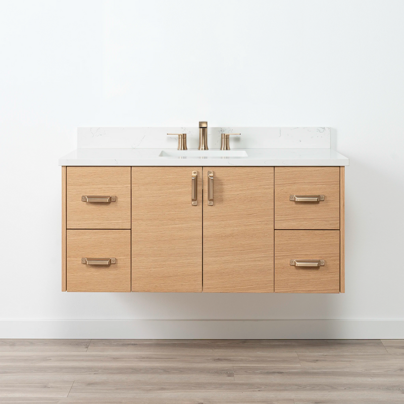 Ashbury 48" Wall Mount Natural White Oak Bathroom Vanity