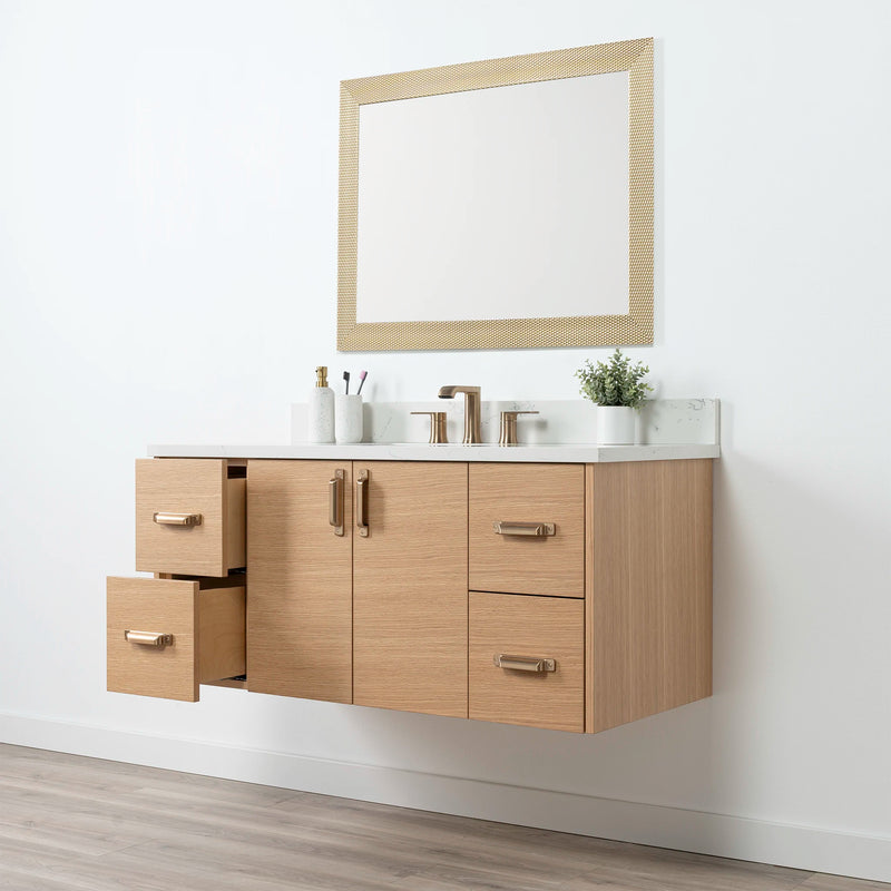 Ashbury 48" Wall Mount Natural White Oak Bathroom Vanity