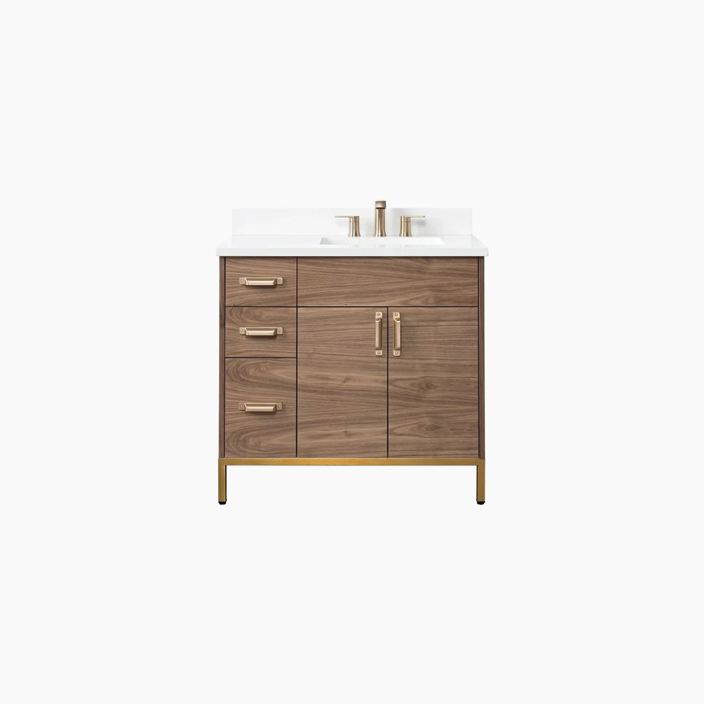 
                  
                    Austin 36" American Black Walnut Bathroom Vanity, Right Sink
                  
                