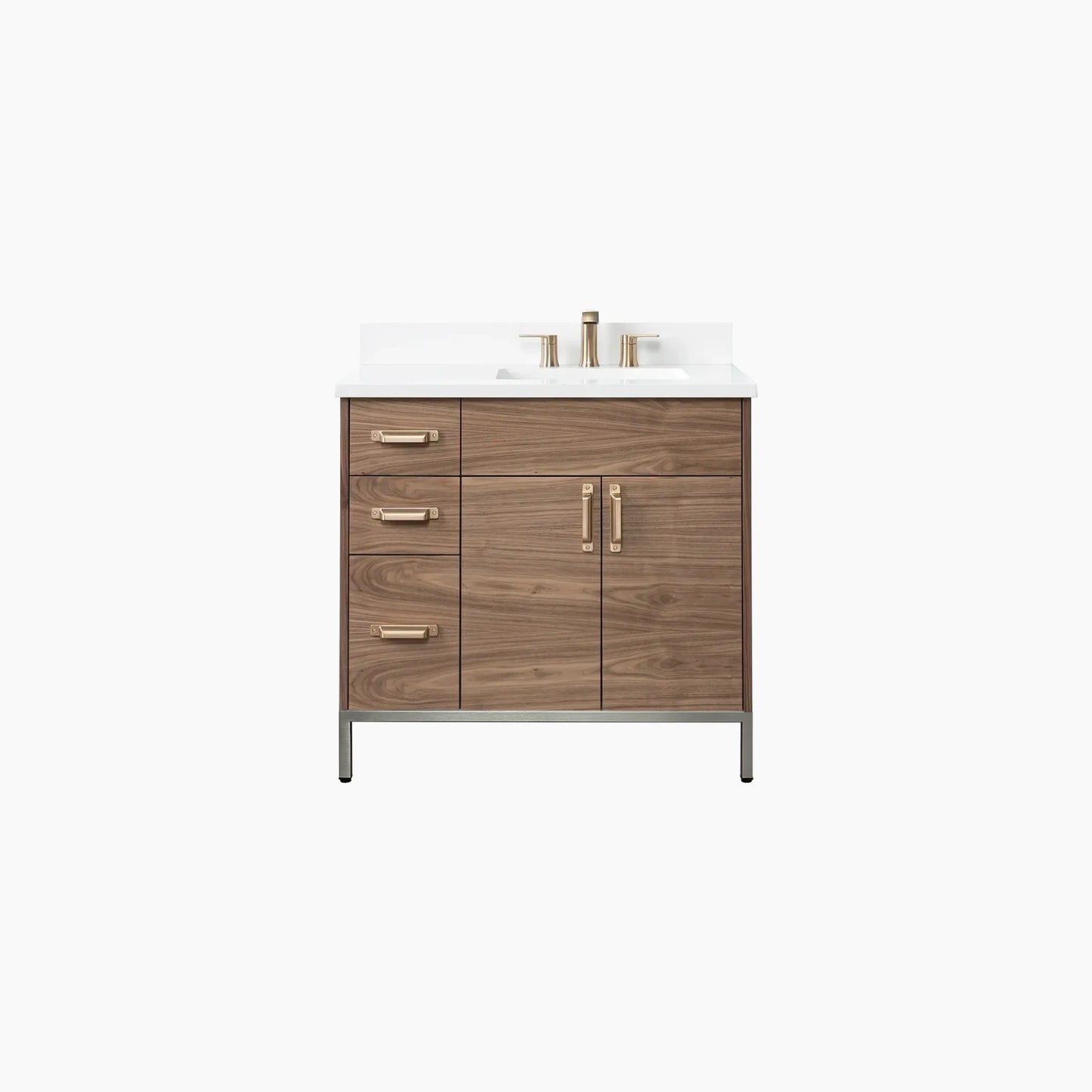 
                  
                    Austin 36" American Black Walnut Bathroom Vanity, Right Sink
                  
                