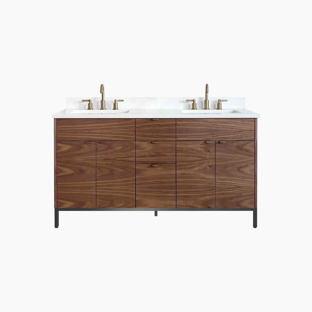 
                  
                    Austin 60" American Black Walnut Bathroom Vanity, Double Sink
                  
                