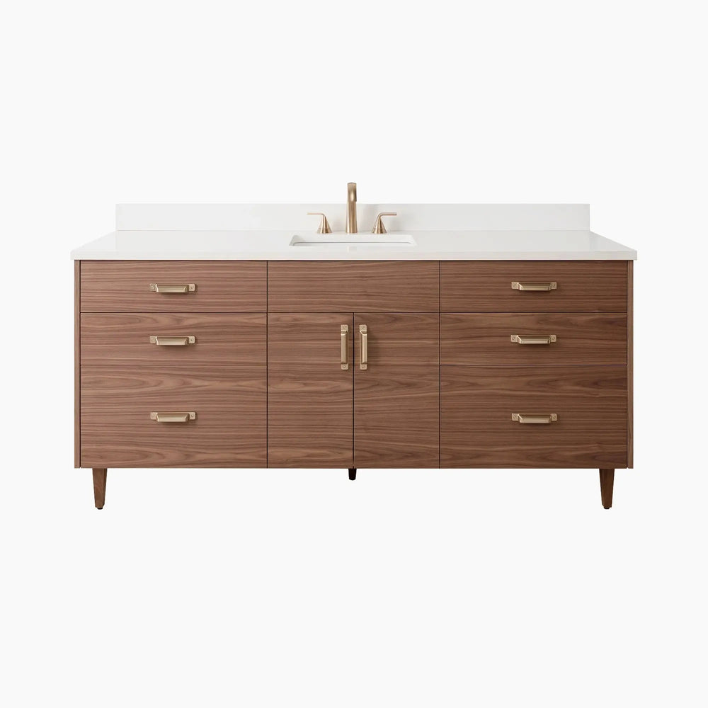 Austin SLIM Stainless 72" American Black Walnut Bathroom Vanity Teodor Bathroom Vanity Canada