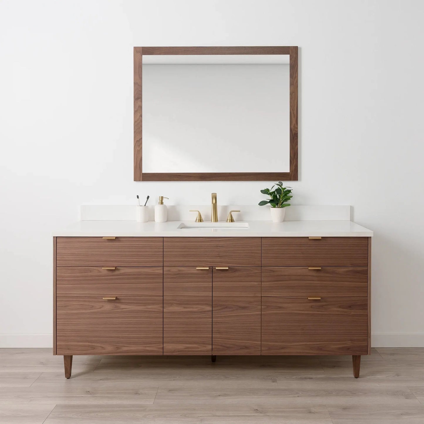 Austin SLIM Stainless 72" American Black Walnut Bathroom Vanity Teodor Bathroom Vanity Canada