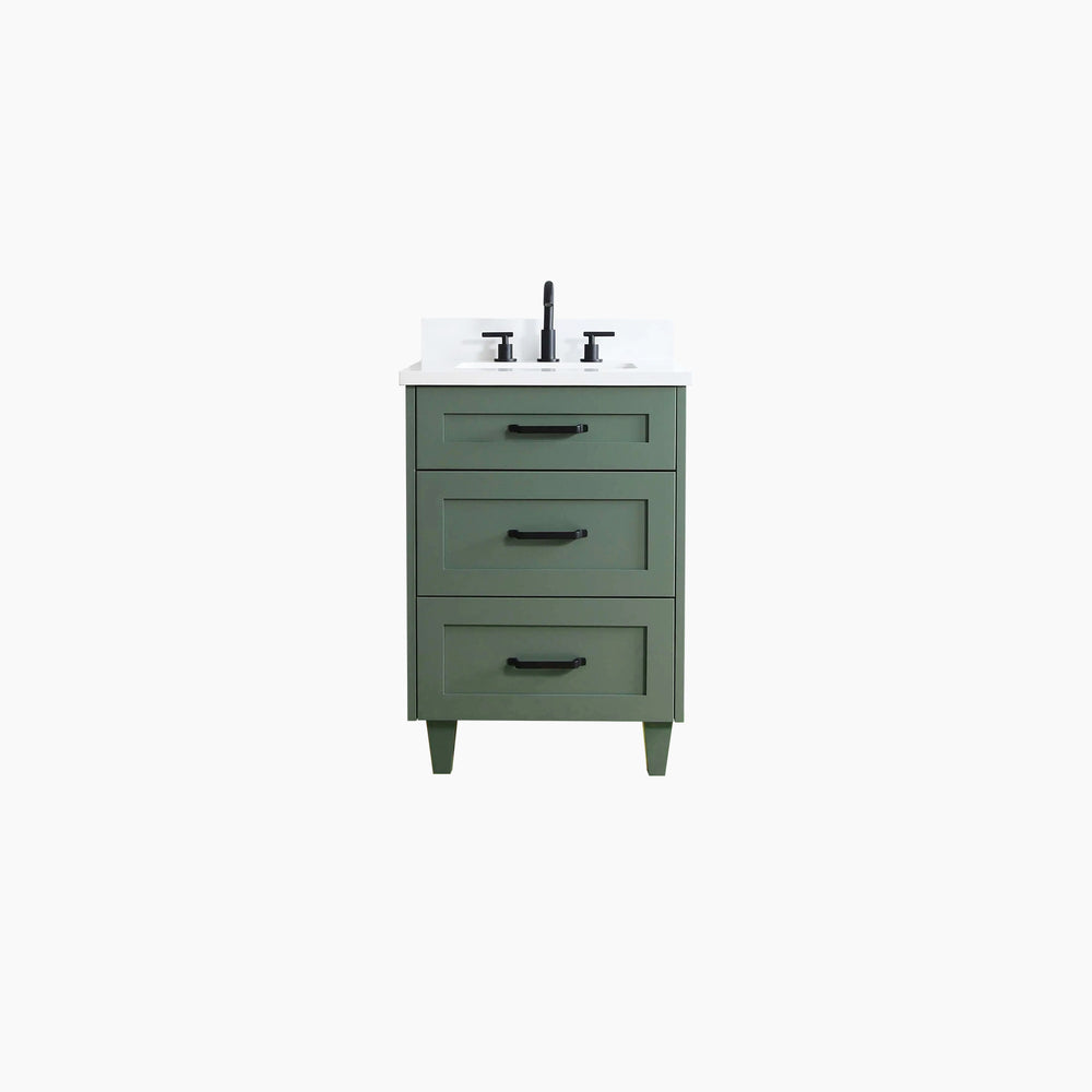 Bridgeport 24" Sage Green Bathroom Vanity - All Drawers