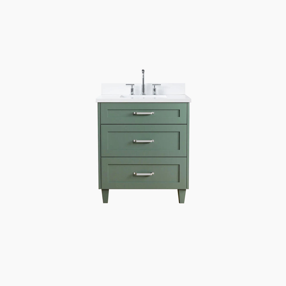 Bridgeport 30" Sage Green Bathroom Vanity - All Drawers