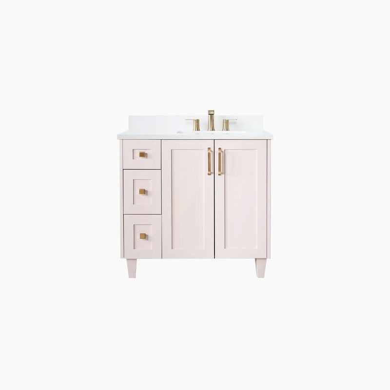 Bridgeport 36" Champagne Pink Bathroom Vanity, Right Sink