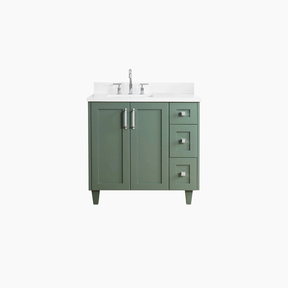 Bridgeport 36" Sage Green Bathroom Vanity, Left Sink