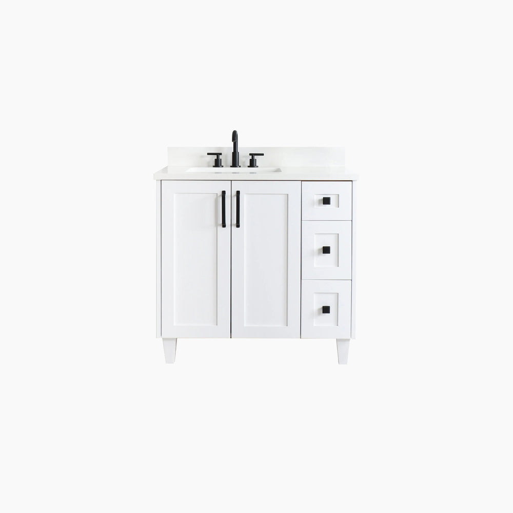 
                  
                    Bridgeport 36" Satin White Bathroom Vanity, Left Sink
                  
                