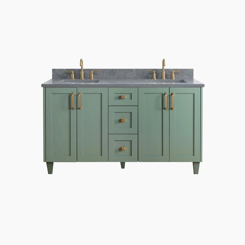 Bridgeport 60" Sage Green Bathroom Vanity, Double Sink