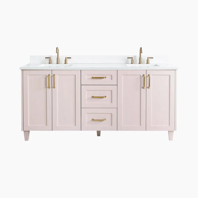 Bridgeport 72" Champagne Pink Bathroom Vanity, Double Sink