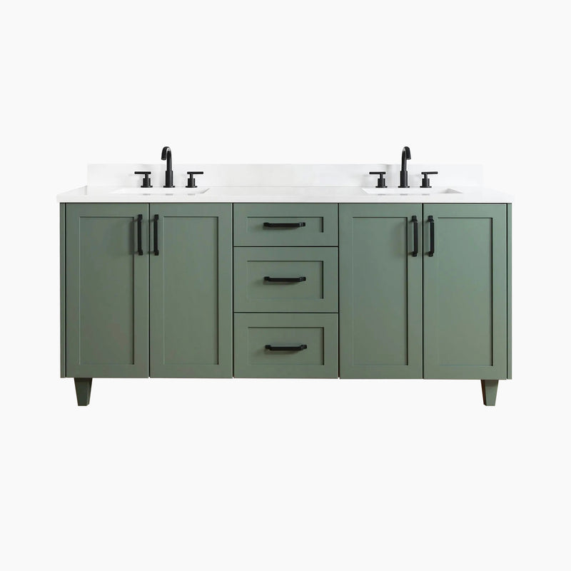 Bridgeport 72" Sage Green Bathroom Vanity, Double Sink