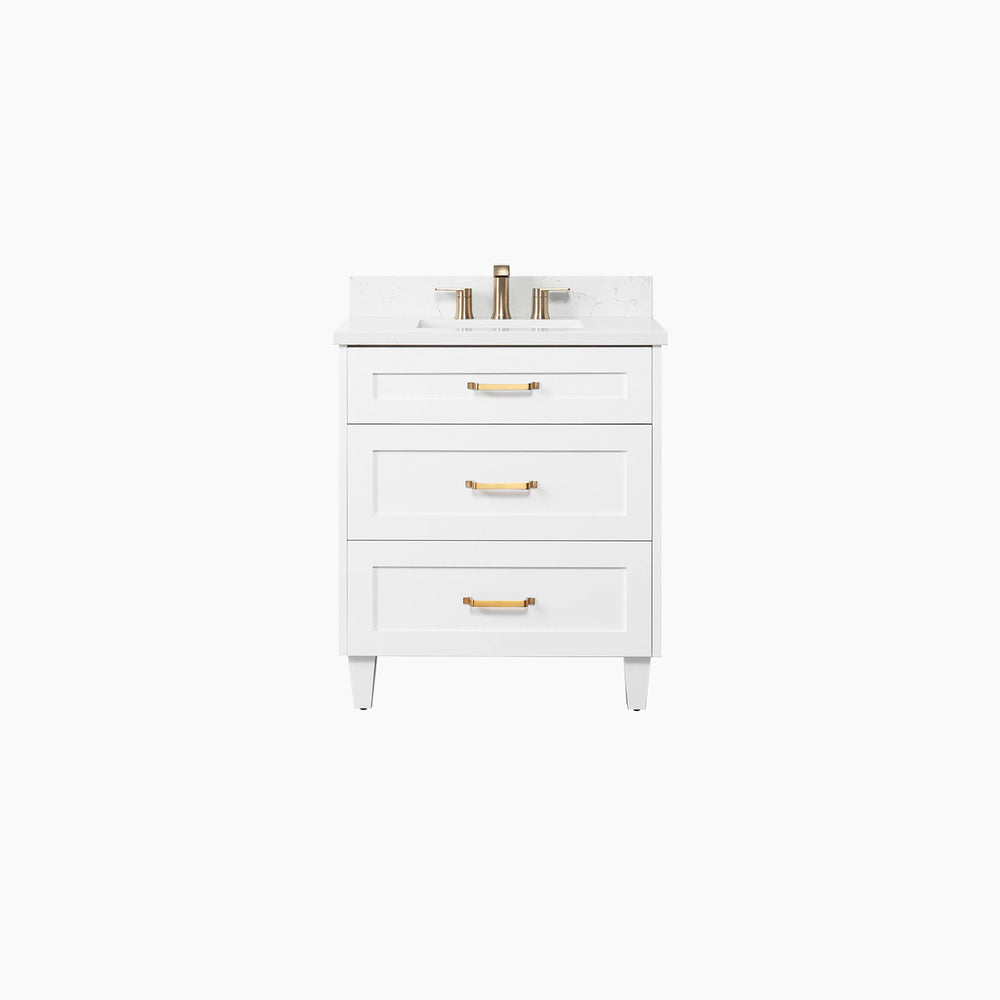 
                  
                    Bridgeport SLIM 30" Satin White Bathroom Vanity - All Drawers
                  
                