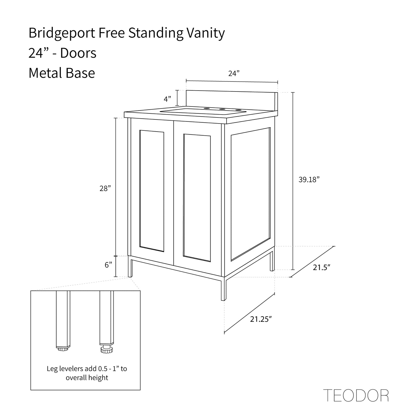 
                  
                    Bridgeport 24" White Oak Bathroom Vanity
                  
                