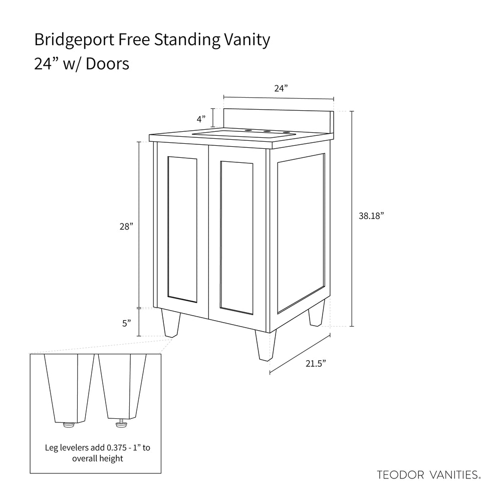 
                  
                    Bridgeport 24" American Black Walnut Bathroom Vanity w/ Doors
                  
                