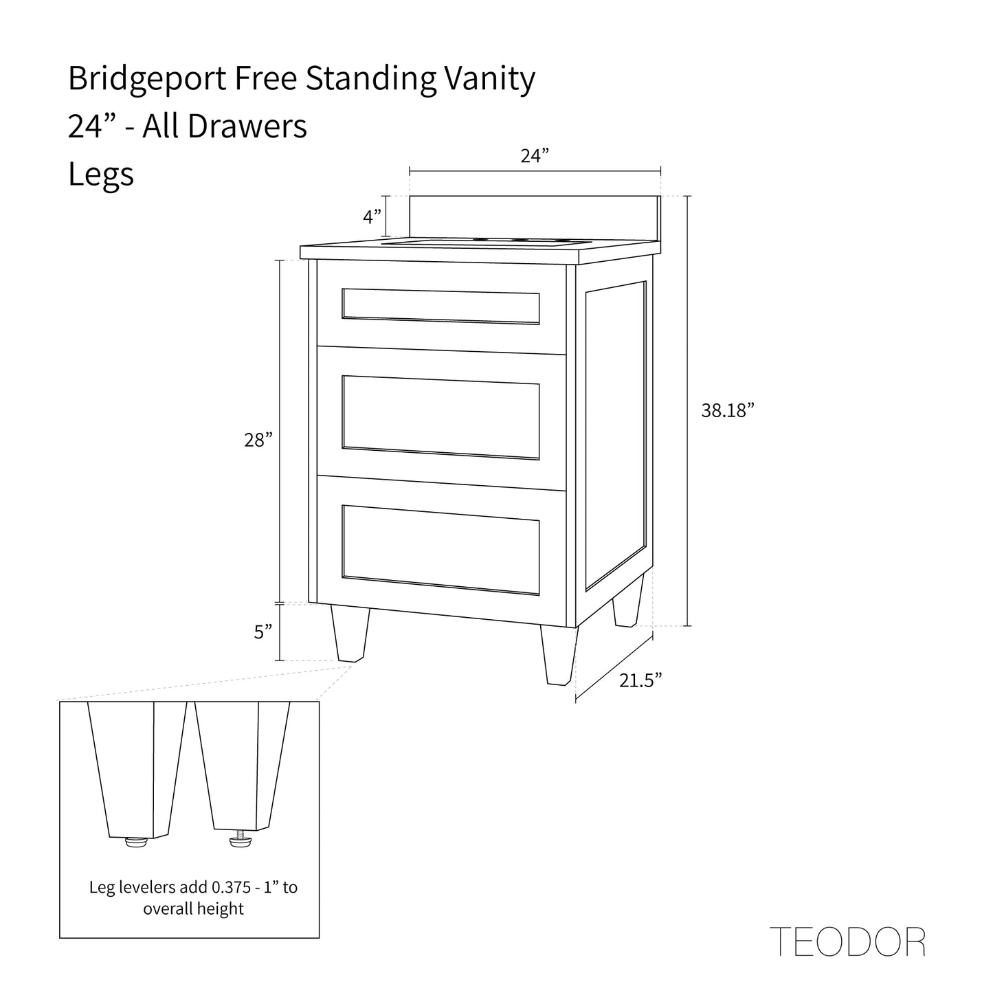 
                  
                    Bridgeport 24", Teodor® Satin White Vanity Teodor
                  
                