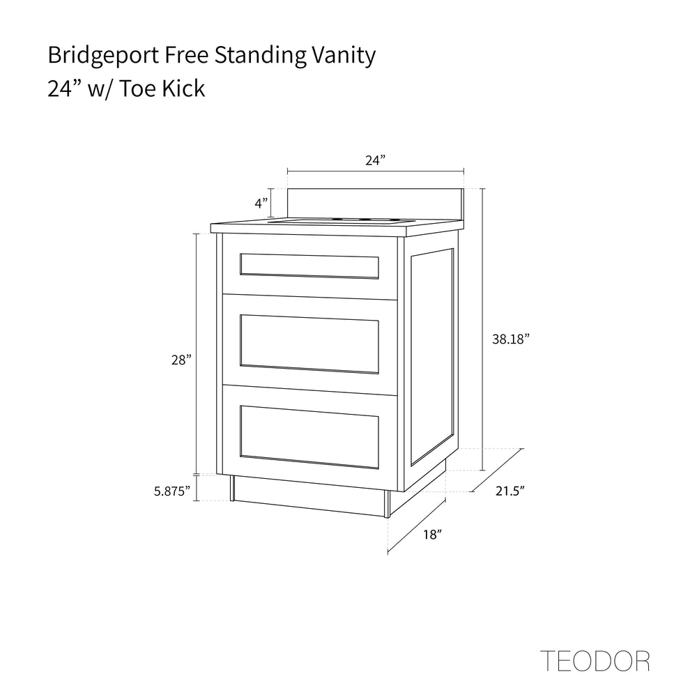 
                  
                    Bridgeport 24" White Oak Bathroom Vanity - All Drawers
                  
                