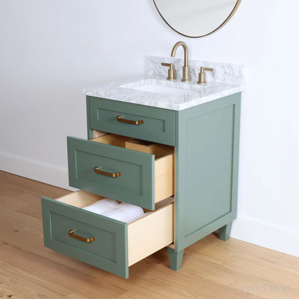 
                  
                    Bridgeport 24" Sage Green Bathroom Vanity - All Drawers
                  
                