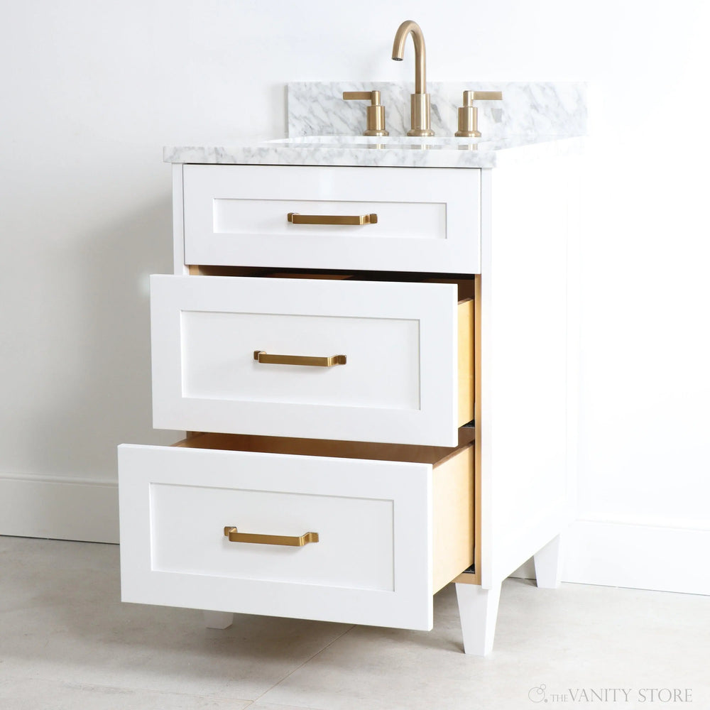 
                  
                    Bridgeport 24" Satin White Bathroom Vanity - All Drawers
                  
                