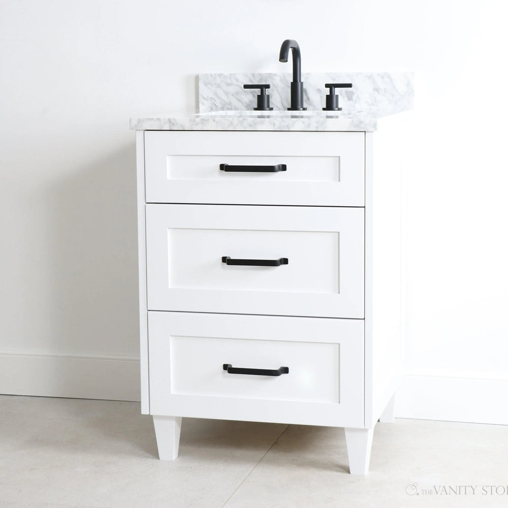 
                  
                    Bridgeport 24" Satin White Bathroom Vanity - All Drawers
                  
                