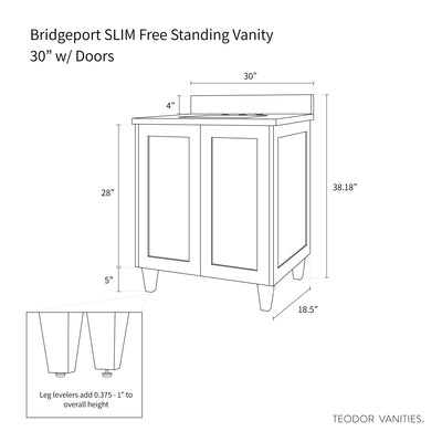 Bridgeport SLIM, 30" Teodor® White Oak Vanity w/ Doors