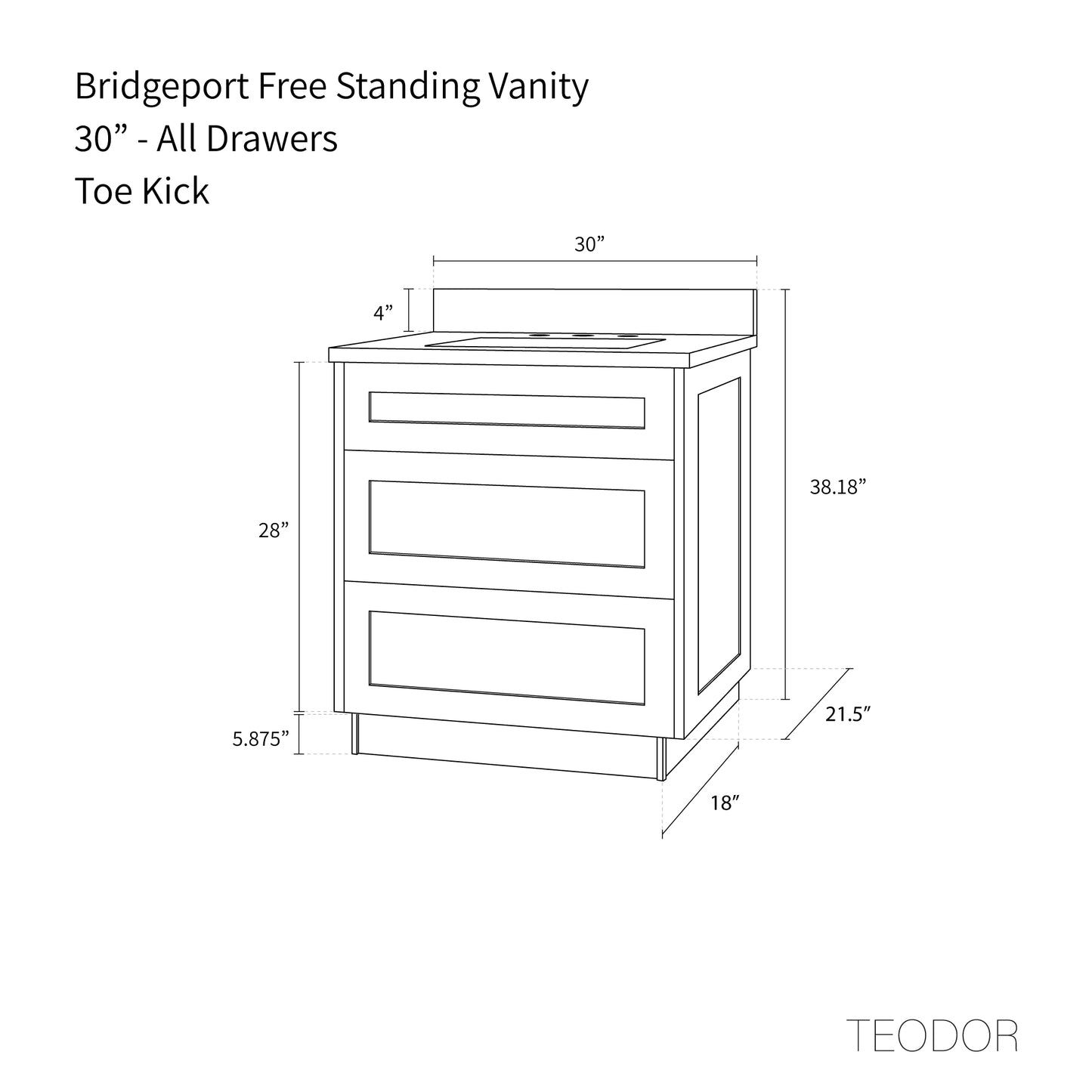 
                  
                    Bridgeport SLIM 30" American Black Walnut Bathroom Vanity - All Drawers Teodor Bathroom Vanity Canada
                  
                