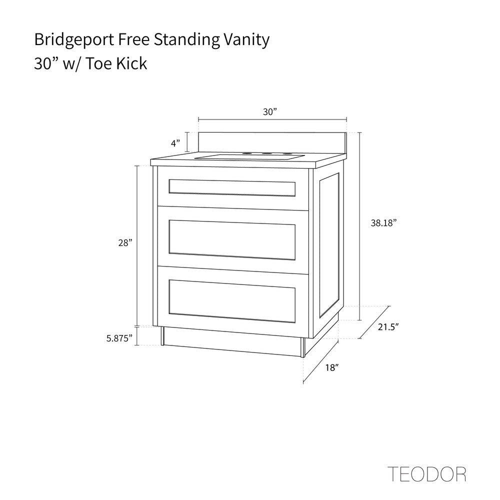 
                  
                    Bridgeport 30" American Black Walnut Bathroom Vanity - All Drawers
                  
                