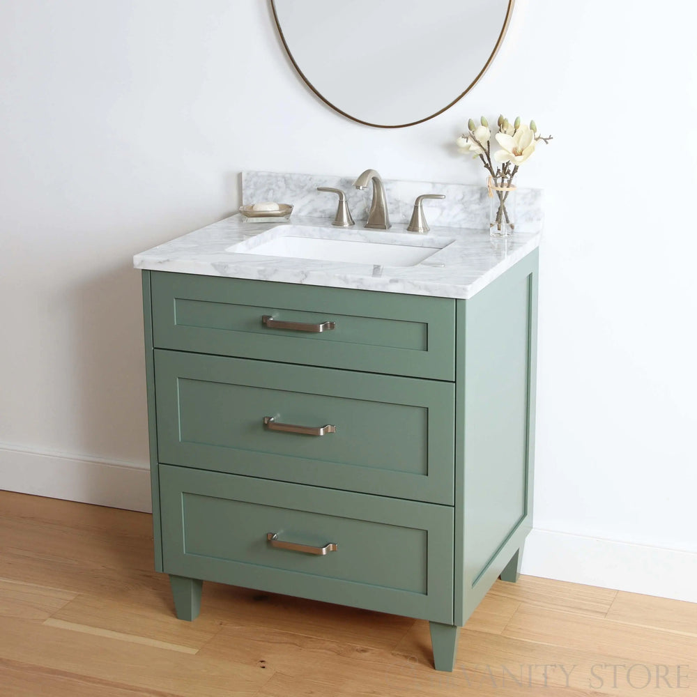 
                  
                    Bridgeport 30" Sage Green Bathroom Vanity - All Drawers
                  
                