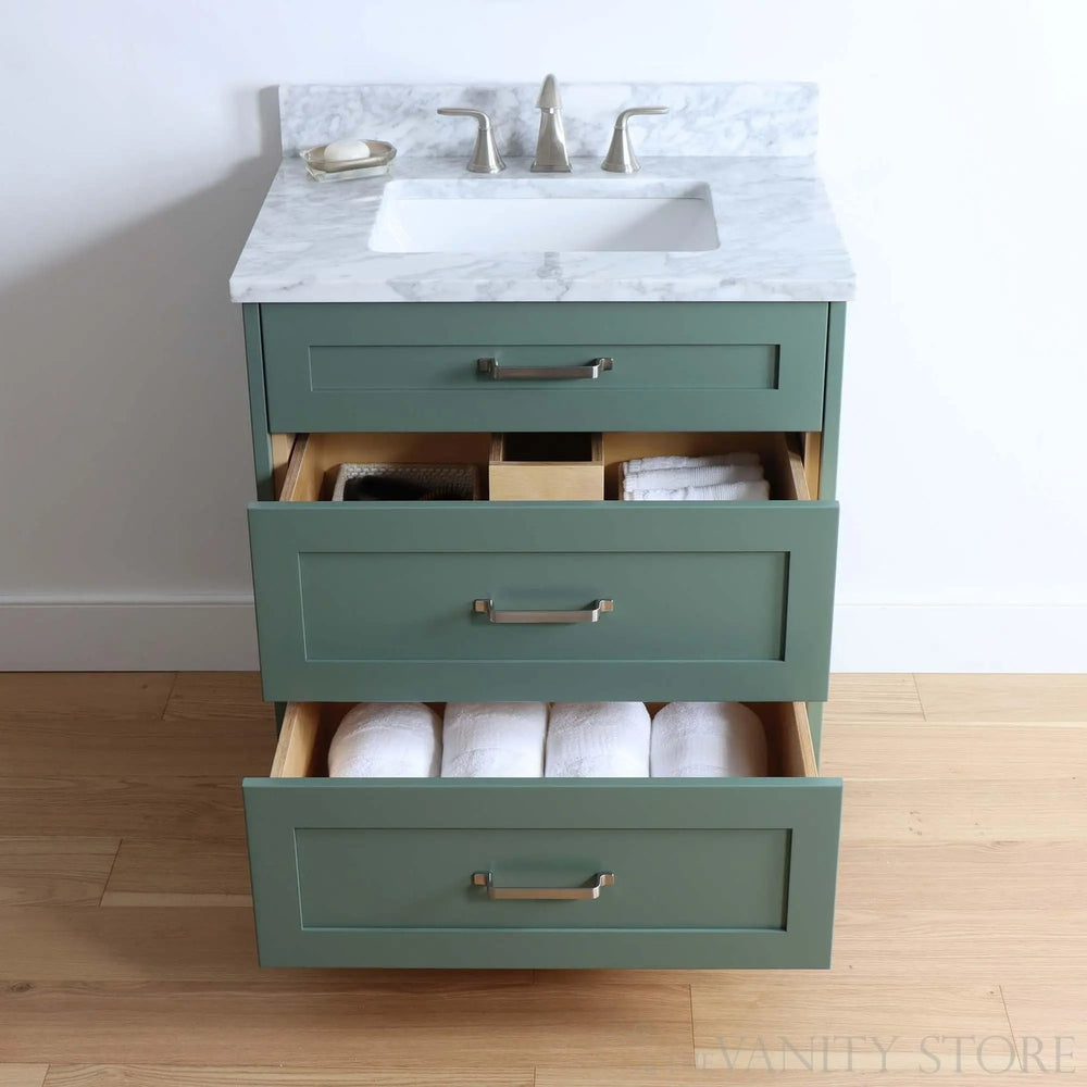 
                  
                    Bridgeport 30" Sage Green Bathroom Vanity - All Drawers
                  
                