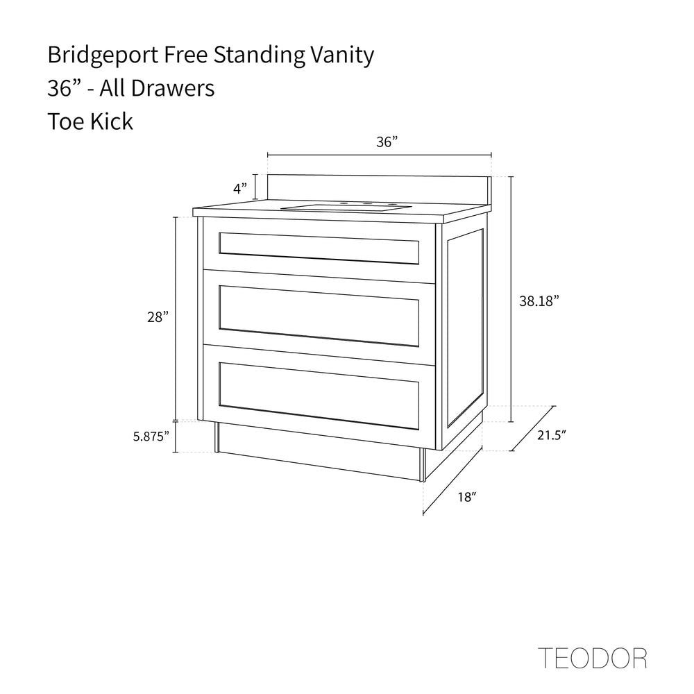 
                  
                    Bridgeport SLIM 36" White Oak Bathroom Vanity - All Drawers Teodor Bathroom Vanity Canada
                  
                