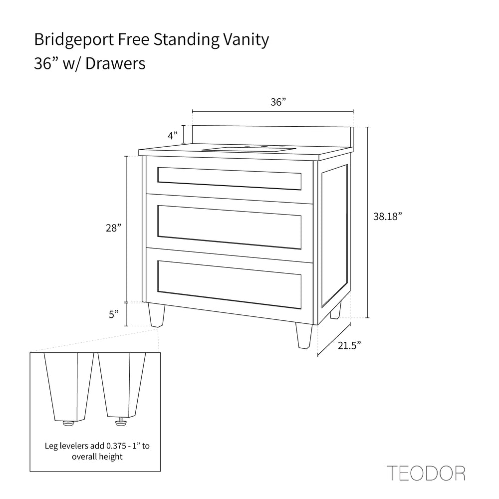 
                  
                    Bridgeport 36" Almond Coast Bathroom Vanity - All Drawers
                  
                